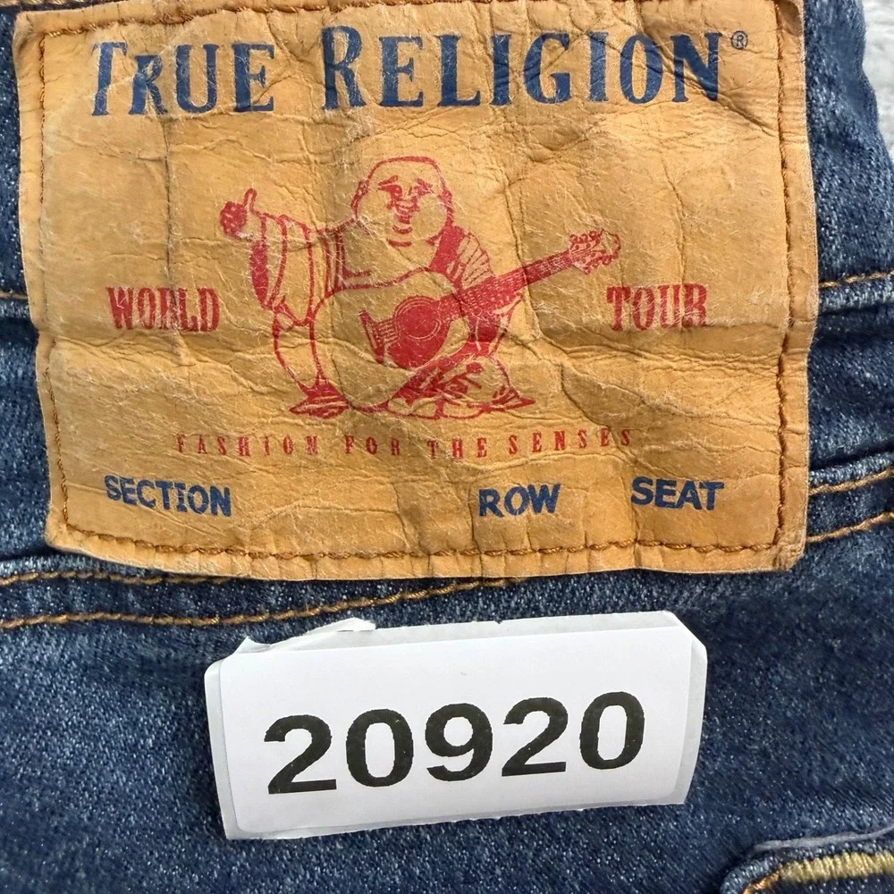 True Religion Jeans Mens 32X33 Blue Geno Relaxed Slim Stretch World Tour Dark